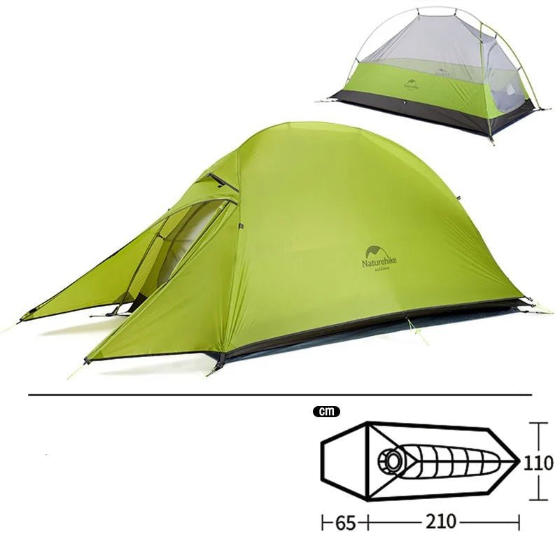 Barraca Cloud UP 1 pessoa Naturehike material 20D verde claro 4000mm de impermeabilidade